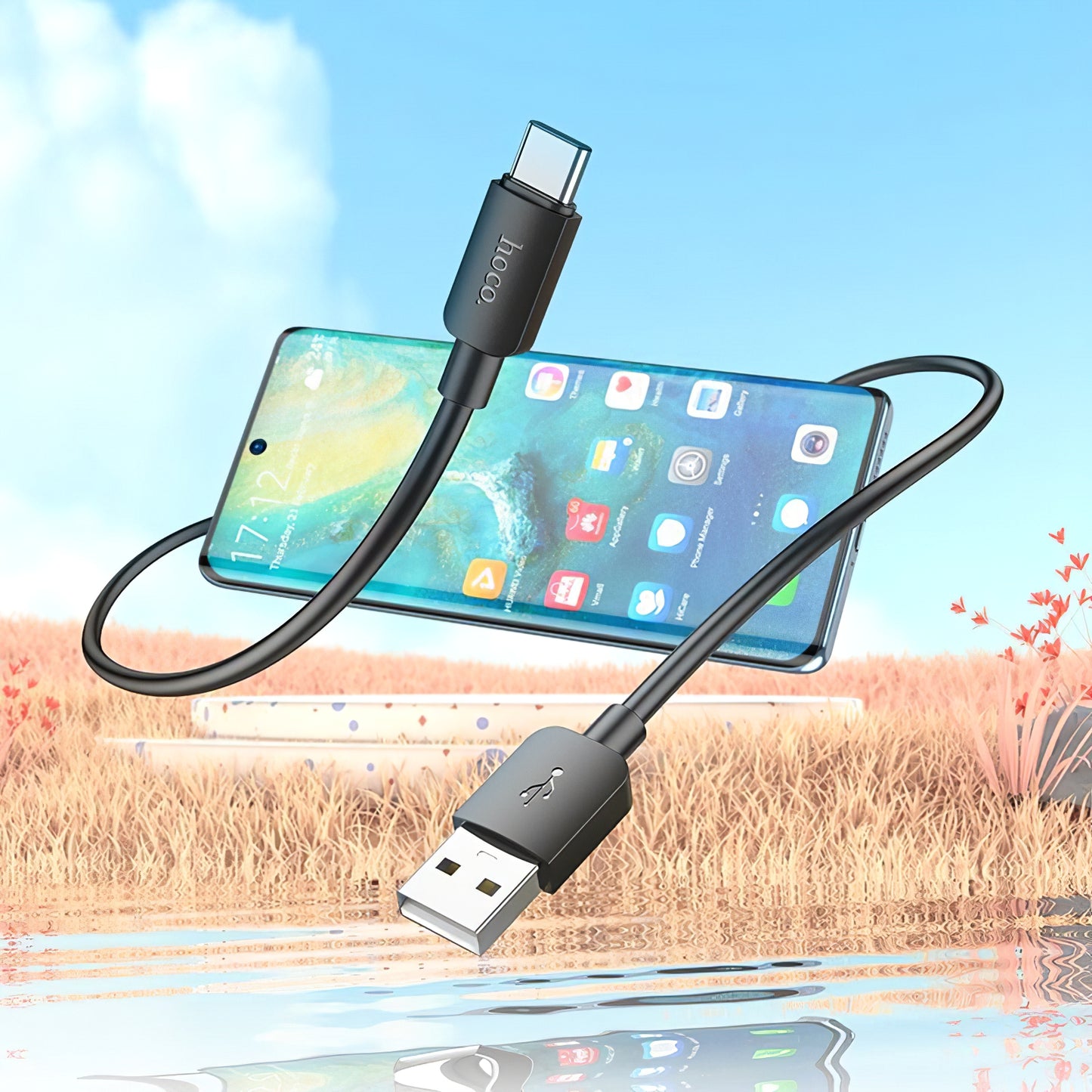Datový a nabíjecí kabel USB-A - USB-C HOCO X96, 27W, 1m, černý