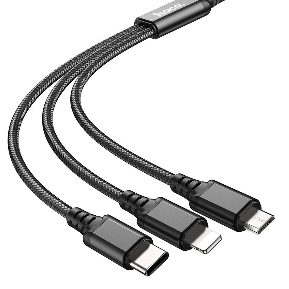 Nabíjecí kabel USB-A - Lightning / microUSB / USB-C HOCO X76 3v1, 18W, 1m, černý