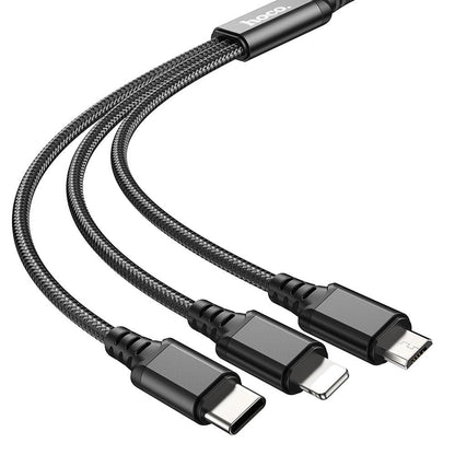 Nabíjecí kabel USB-A - Lightning / microUSB / USB-C HOCO X76 3v1, 18W, 1m, černý