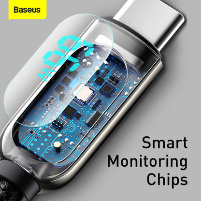 Datový a nabíjecí kabel USB-A - USB-C Baseus Display, 66W, 2m, černý CASX020101
