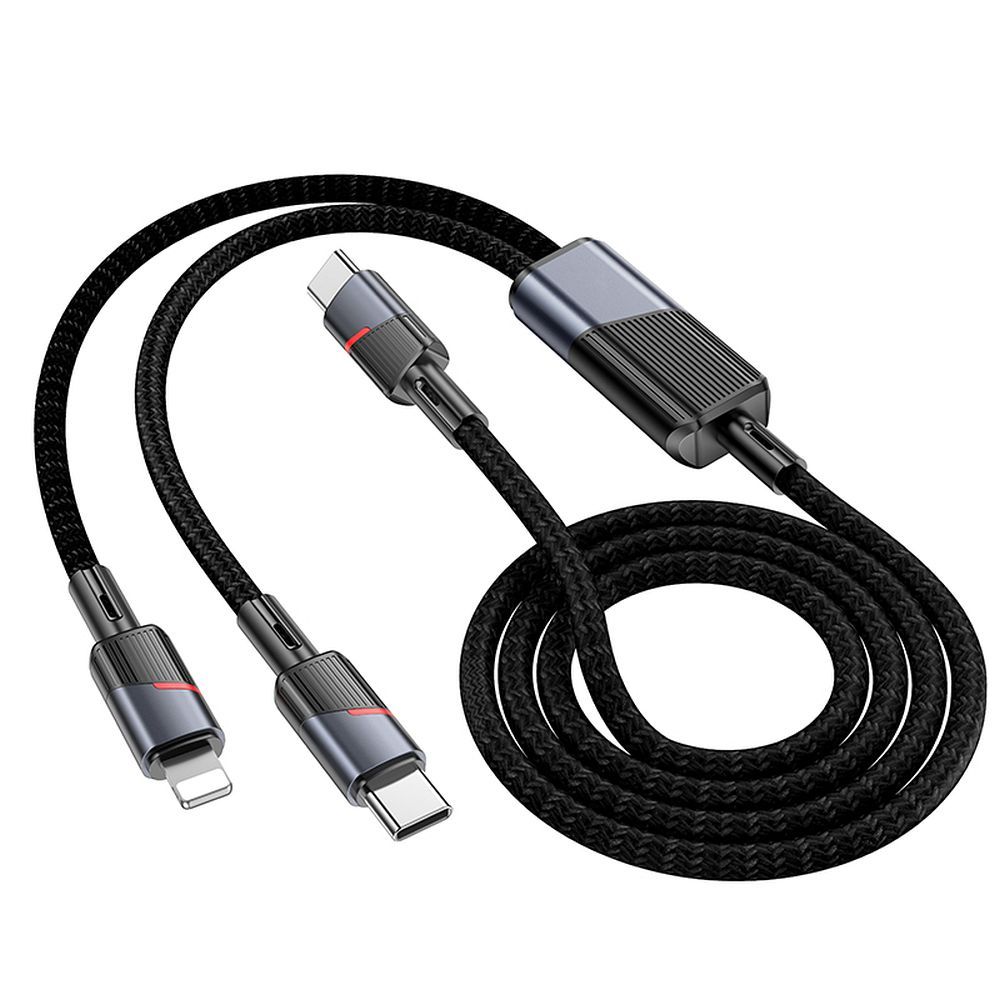 Kabel pro data a nabíjení USB-C - Lightning / USB-C HOCO U139 2v1, 100W, 1.2m, černý