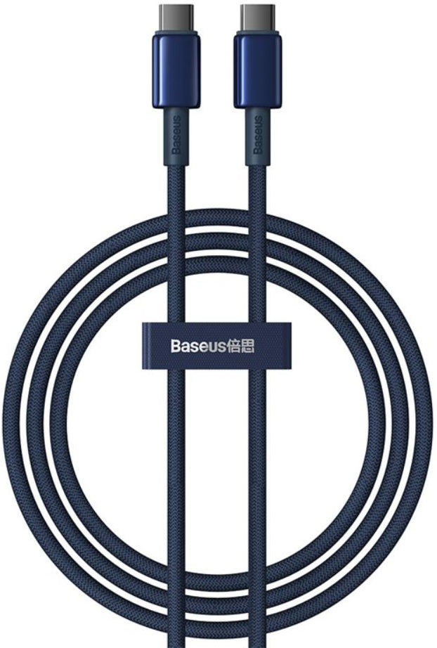 Kabel pro data a nabíjení USB-C - USB-C Baseus Tungsten Gold, 100W, 1m, Námořnická modř P10319800321-03
