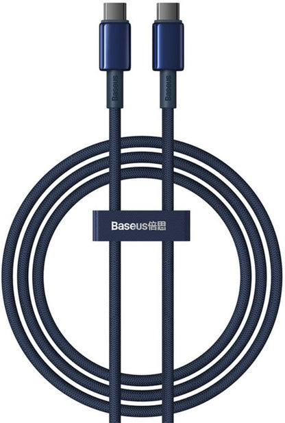 Kabel pro data a nabíjení USB-C - USB-C Baseus Tungsten Gold, 100W, 2m, Námořnická modř P10319800321-04