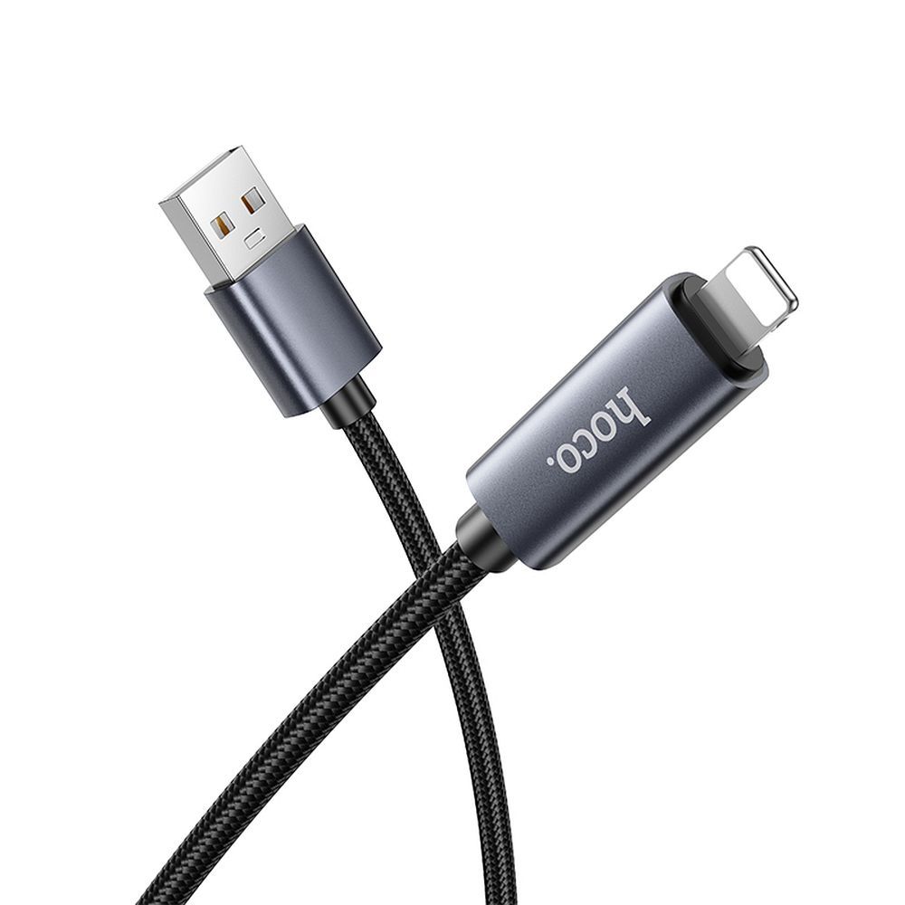 Datový a nabíjecí kabel USB-A - Lightning HOCO Display X112, 18W, 1m, Černý