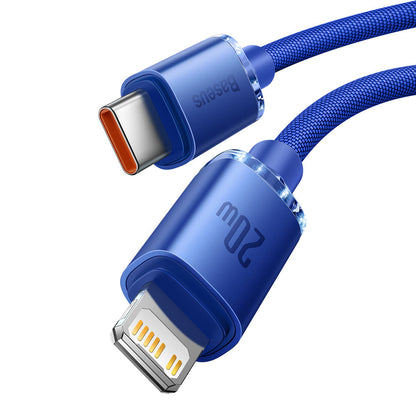 Kabel pro data a nabíjení USB-C - Lightning Baseus Crystal Shine Series, 20W, 1.2m, Modrý CAJY000203