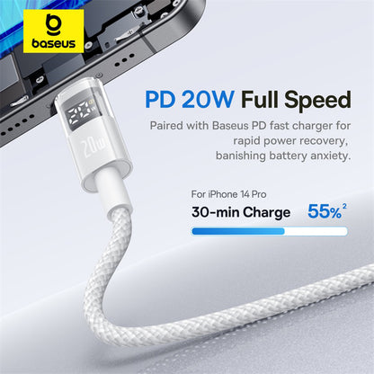 Kabel pro data a nabíjení USB-C - Lightning Baseus Display 2, 20W, 2m, bílý P10382703211-01