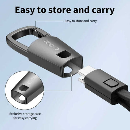 Kabel pro data a nabíjení USB-C - USB-C Tech-Protect Ultraboost DNA Keychain, 60W, 0.17m, šedý