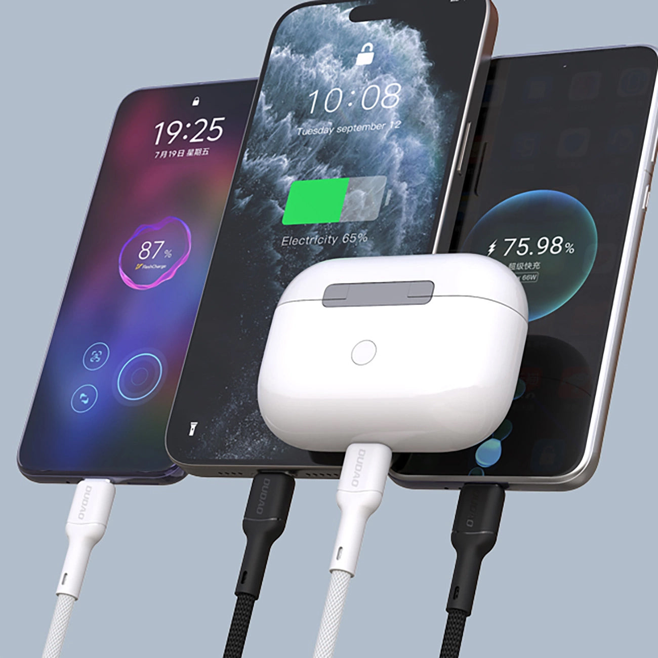 Datový a nabíjecí kabel USB-C - USB-C Dudao L9C, 65W, 1m, Bílý