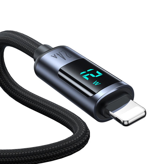 USB-A - Lightning Joyroom S-A16 Prism Display Data and Charging Cable, 12W, 1.2m, Black