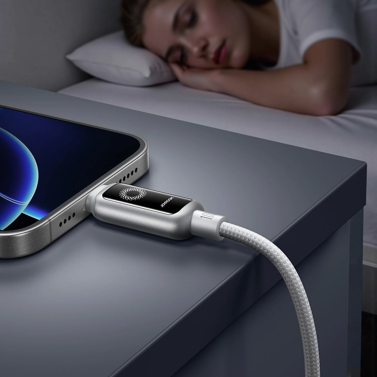 Datový a nabíjecí kabel USB-C - USB-C Joyroom S-A55 StarFlight Display, 100W, 1.2m, Bílý