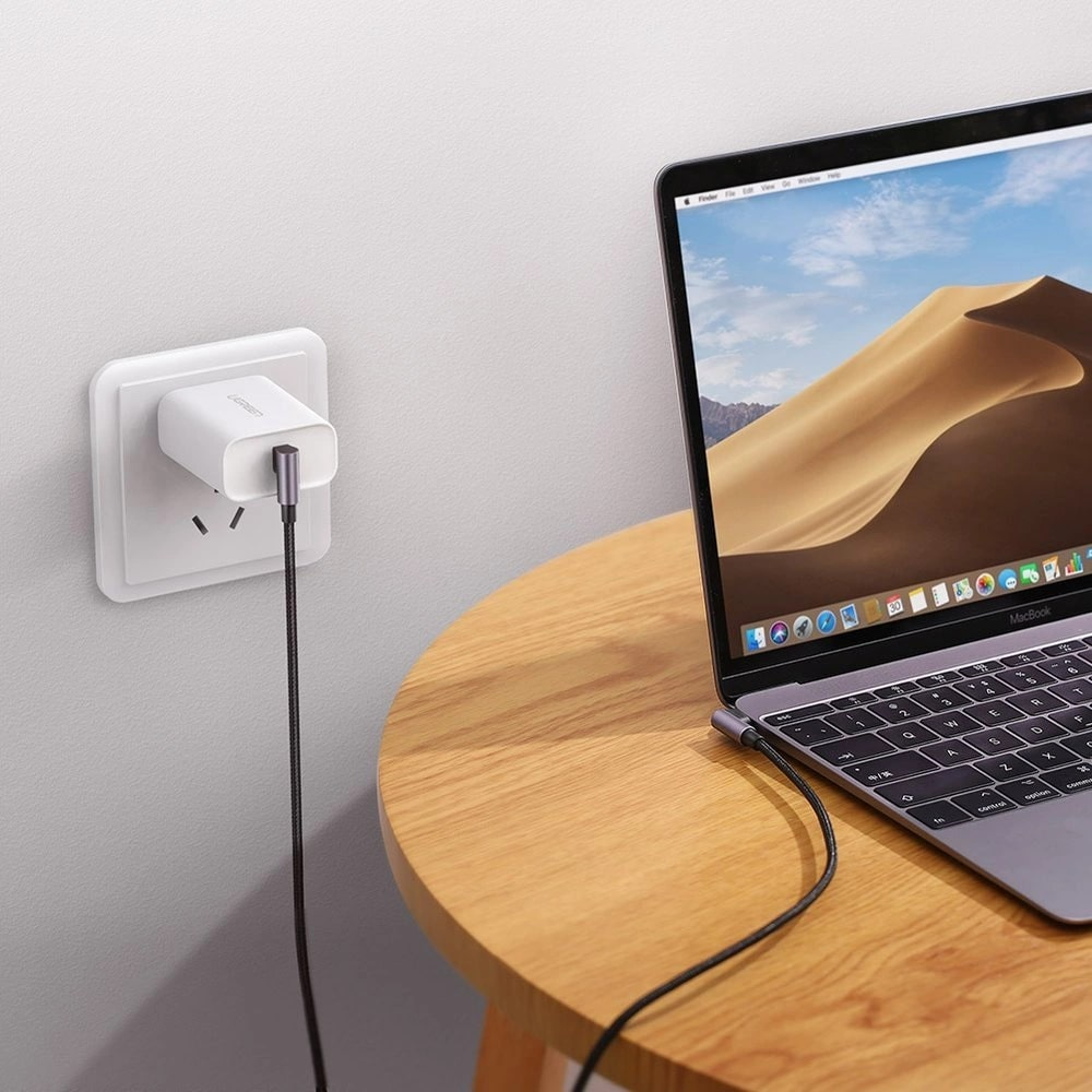 Datový a nabíjecí kabel USB-C - USB-C UGREEN US323 Angled, 60W, 2m, černý