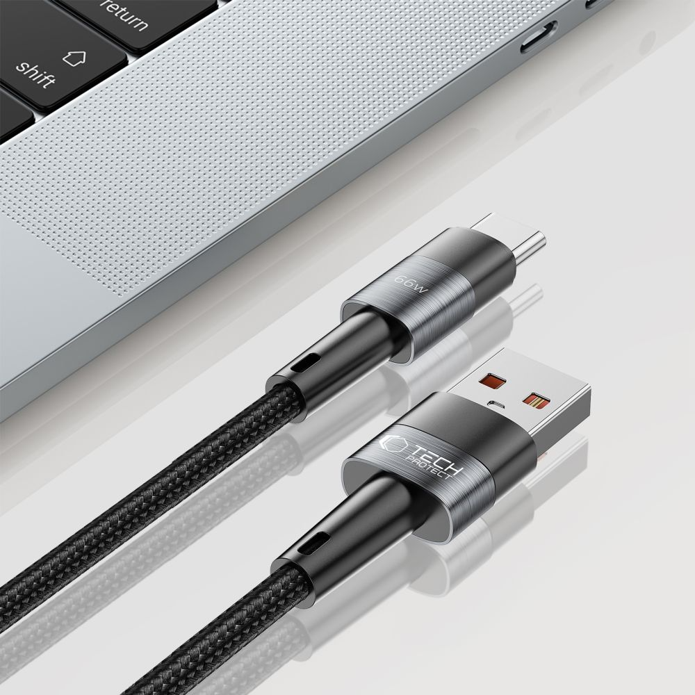 Datový a nabíjecí kabel USB-A - USB-C Tech-Protect Ultraboost, 66W, 0,5m, šedý