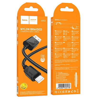 Datový a nabíjecí kabel USB-A - USB-C HOCO X113, 18W, 1m, černý