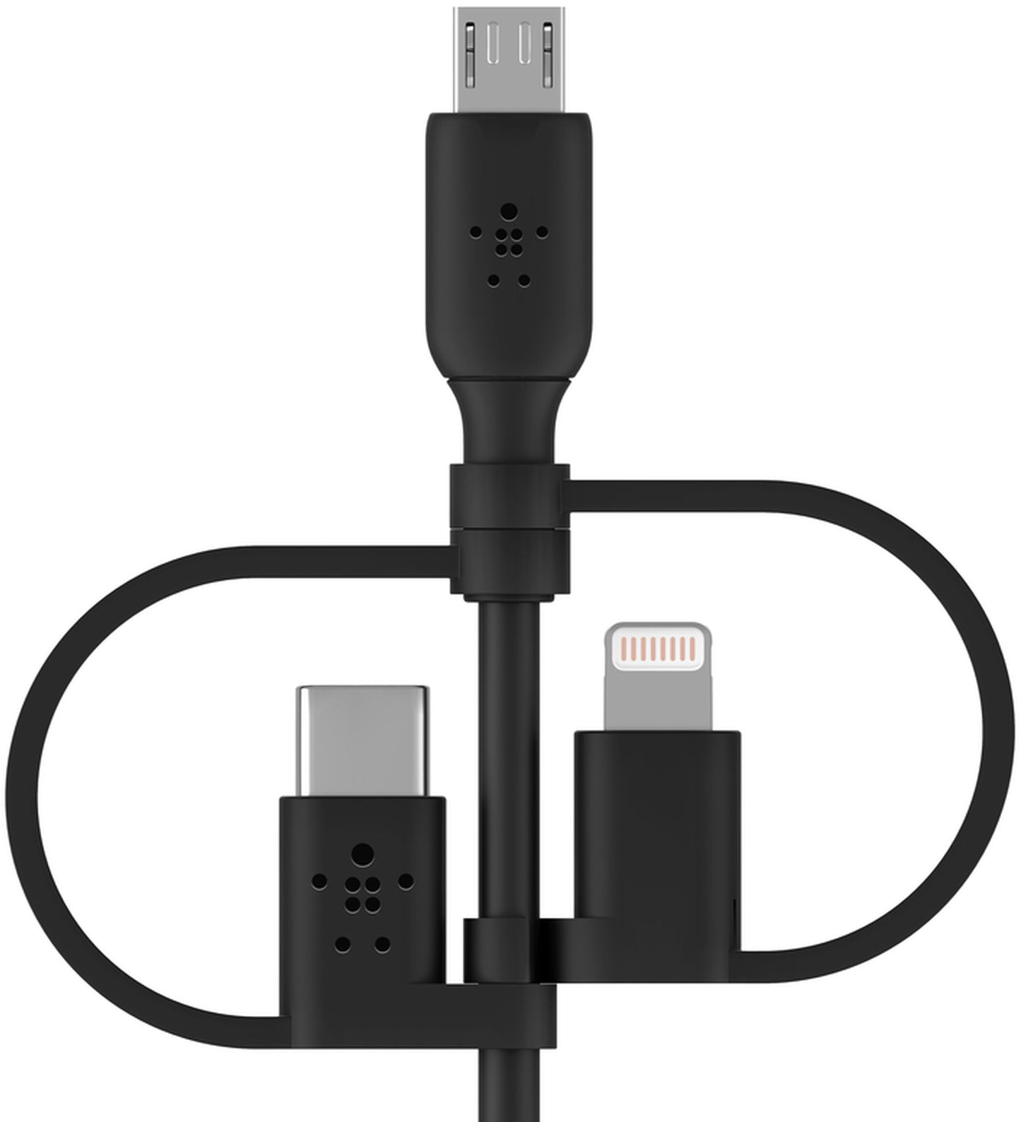 USB-A Data and Charging Cable - Lightning / microUSB / USB-C Belkin BoostCharge, 1m, Black CAC001bt1MBK