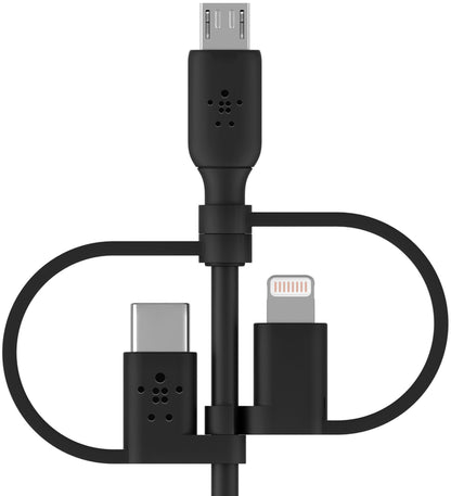 USB-A Data and Charging Cable - Lightning / microUSB / USB-C Belkin BoostCharge, 1m, Black CAC001bt1MBK