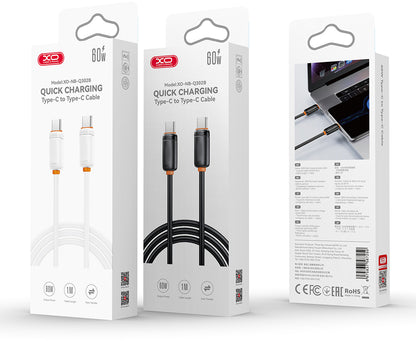 Datový a nabíjecí kabel USB-C - USB-C XO Design NB-Q302B, 60W, 1m, černý