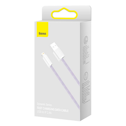 Datový a nabíjecí kabel USB-A - Lightning Baseus Dynamic Series, 18W, 2m, fialový CALD000505