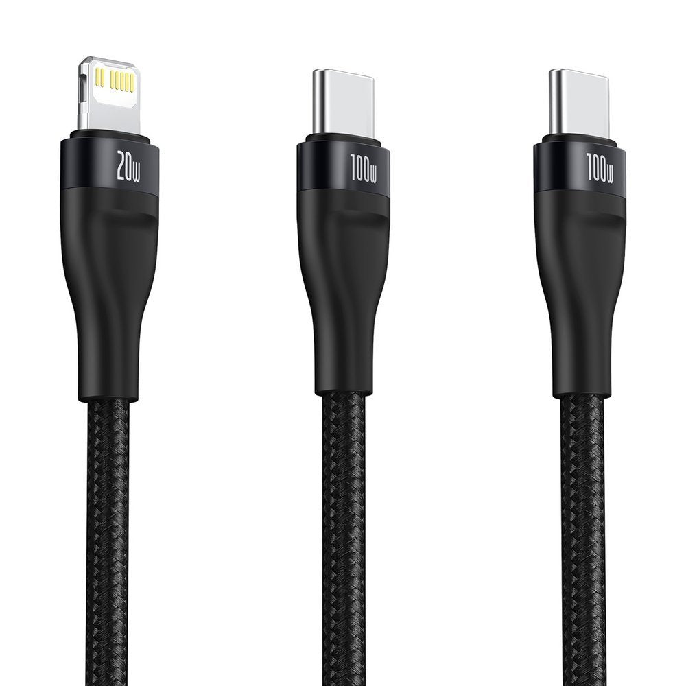 Datový a nabíjecí kabel USB-C - Lightning / USB-C Baseus Flash Series 2v1, 100W, 1.2m, Černý CA1T2-F01