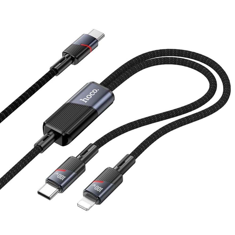 Kabel pro data a nabíjení USB-C - Lightning / USB-C HOCO U139 2v1, 100W, 1.2m, černý