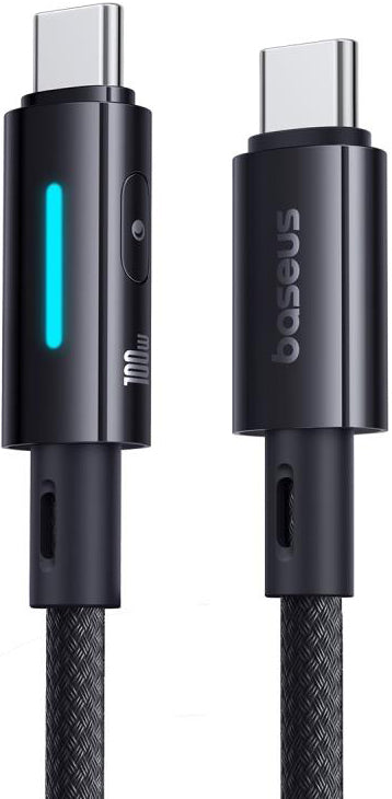 Kabel pro data a nabíjení USB-C - USB-C Baseus Lit Button Control, 100W, 2m, Černý P10379000121-01
