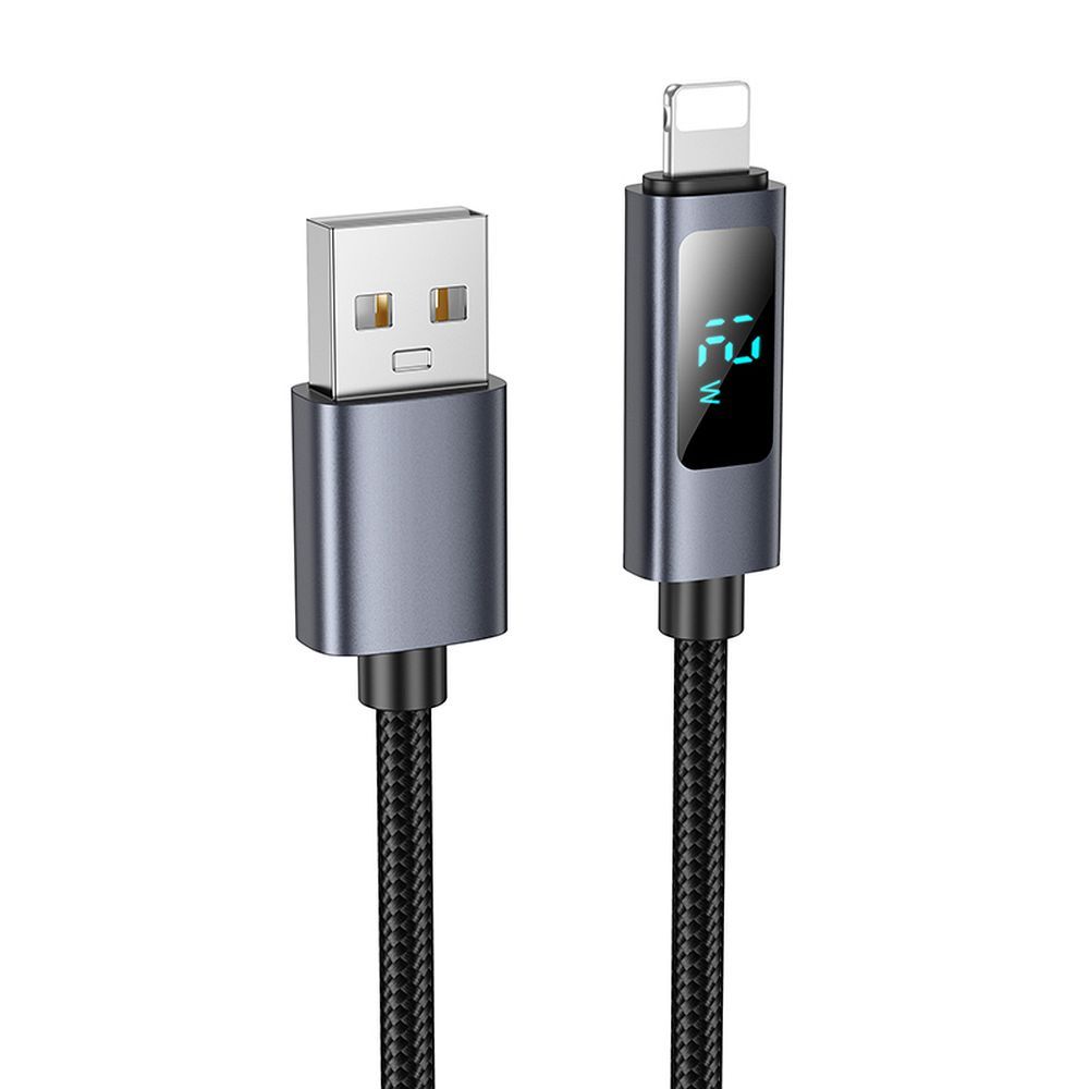 Datový a nabíjecí kabel USB-A - Lightning HOCO Display X112, 18W, 1m, Černý