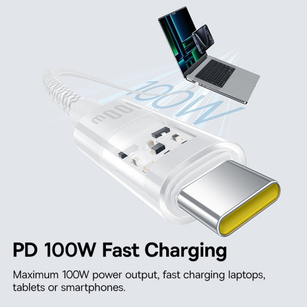 Datový a nabíjecí kabel USB-C - USB-C Baseus Gem, 100W, 2m, Bílý P10373000211-01