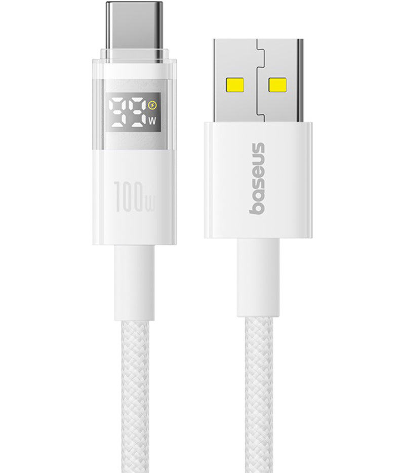Kabel pro data a nabíjení USB-A - USB-C Baseus Display 2, 100W, 1m, bílý P10382701211-00