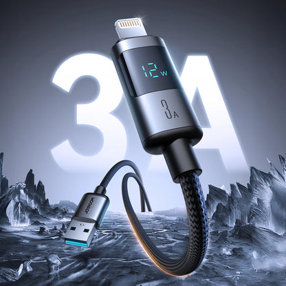 Datový a nabíjecí kabel USB-A - Lightning Joyroom S-A16 Pro Prism Display, 12W, 1.2m, černý