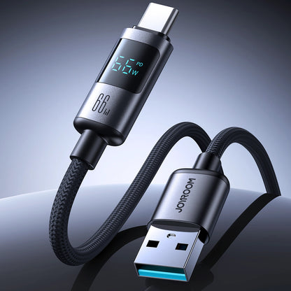 Datový a nabíjecí kabel USB-A - USB-C Joyroom S-A16 Pro Prism Display, 66W, 1.2m, černý