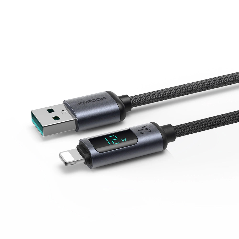 USB-A - Lightning Joyroom S-A16 Prism Display Data and Charging Cable, 12W, 1.2m, Black