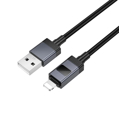 Datový a nabíjecí kabel USB-A - Lightning HOCO X118 Display, 12W, 1m, Černý