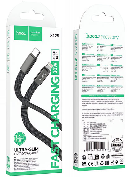 Datový a nabíjecí kabel USB-C - Lightning HOCO X125, 30W, 1m, černý