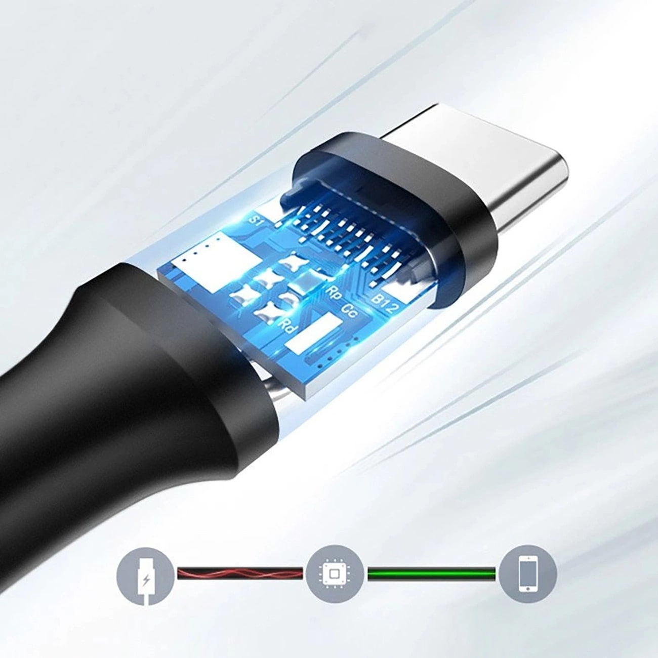 Datový a nabíjecí kabel USB-A - USB-C UGREEN US184, 18W, 0.5m, černý