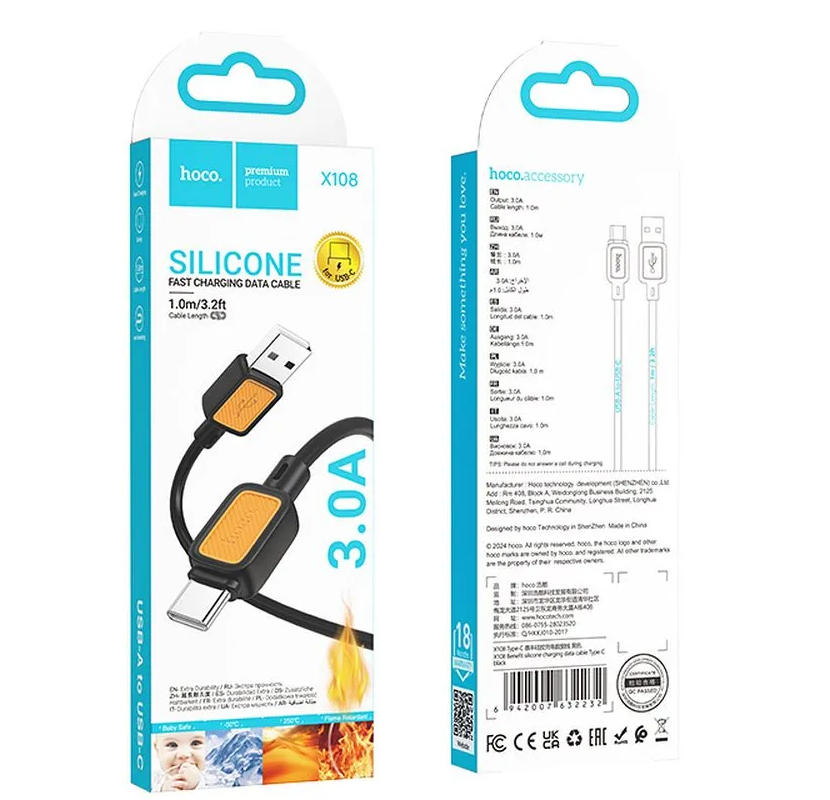 Datový a nabíjecí kabel USB-A - USB-C HOCO X108, 18W, 1m, černý