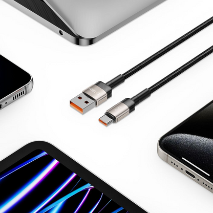 Datový a nabíjecí kabel USB-A - USB-C Tech-Protect Ultraboost EVO, 100W, 1m, stříbrný