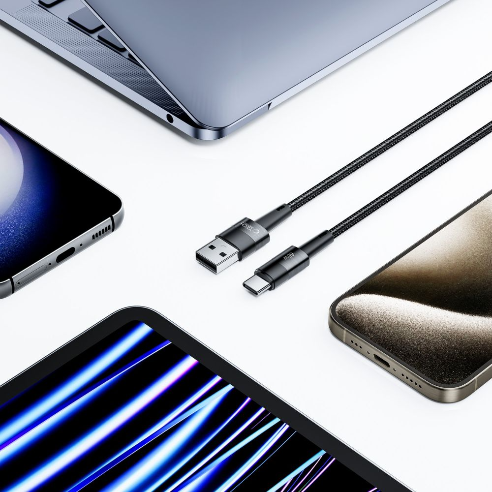 Datový a nabíjecí kabel USB-A - USB-C Tech-Protect Ultraboost, 66W, 0,5m, šedý