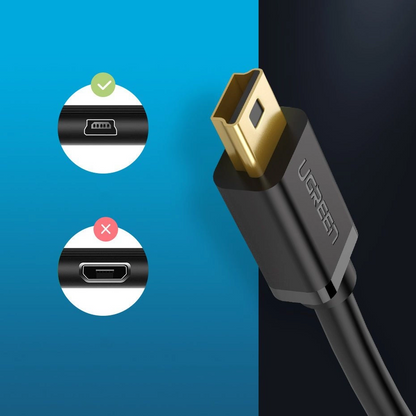 Datový a nabíjecí kabel USB-A - miniUSB UGREEN US132, 3m, černý