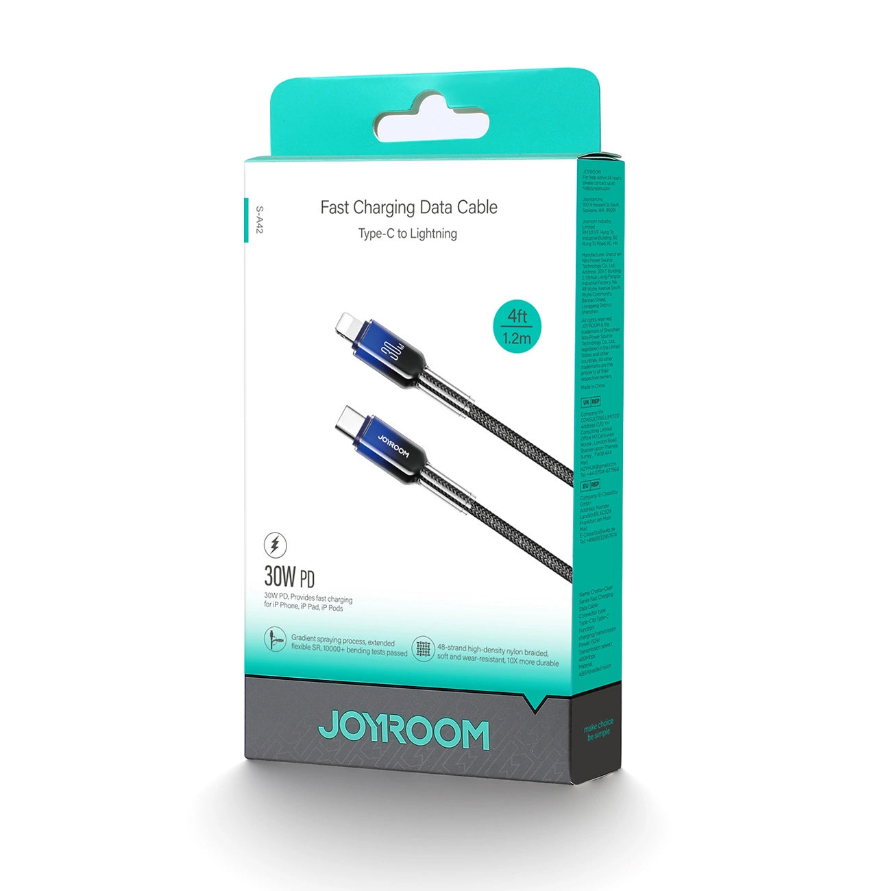 Datový a nabíjecí kabel USB-C - Lightning Joyroom S-A42, 30W, 1,2m, černý