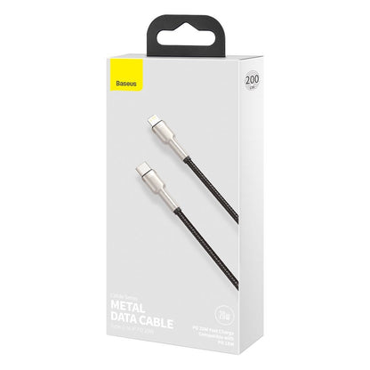 Datový a nabíjecí kabel USB-C - Lightning Baseus Cafule Metal Series, 20W, 2m, Černý CATLJK-B01