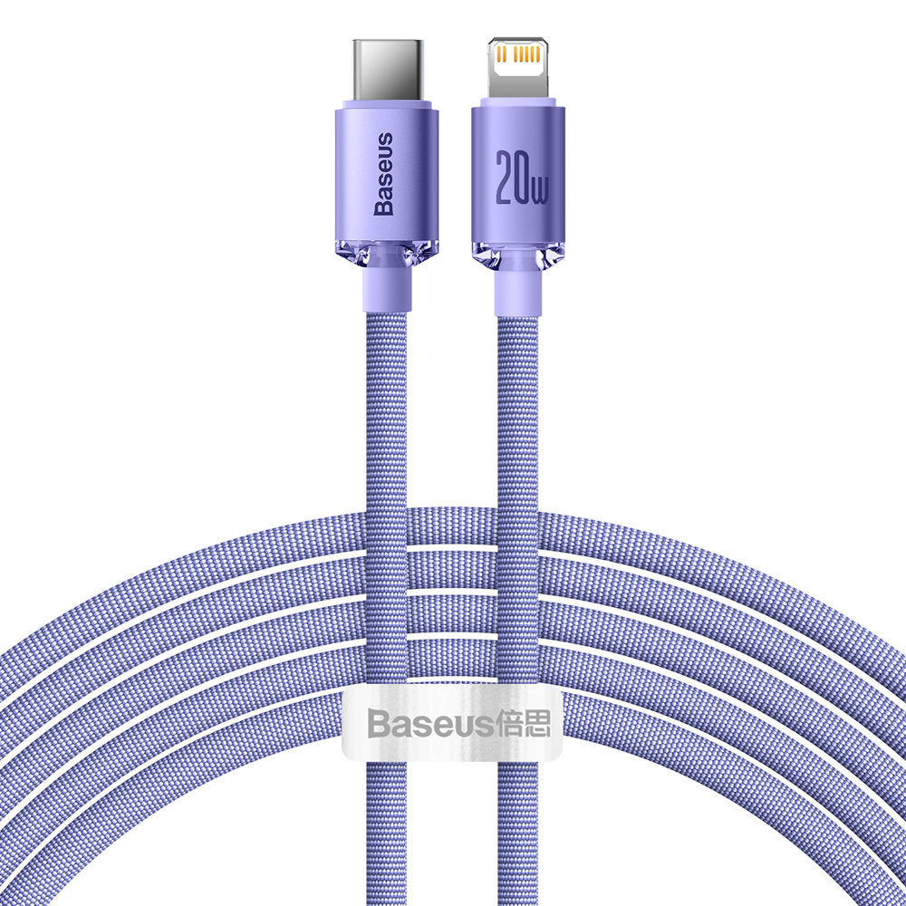 Datový a nabíjecí kabel USB-C - Lightning Baseus Crystal Shine Series, 20W, 2m, Fialový CAJY000305