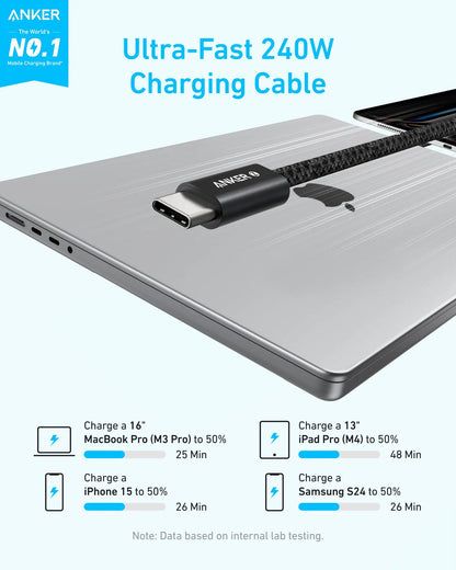 Datový a nabíjecí kabel USB-C - USB-C Anker Zolo, 240W, 1m, Černý A8060H11