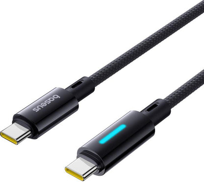 Kabel pro data a nabíjení USB-C - USB-C Baseus Lit Button Control, 100W, 2m, Černý P10379000121-01