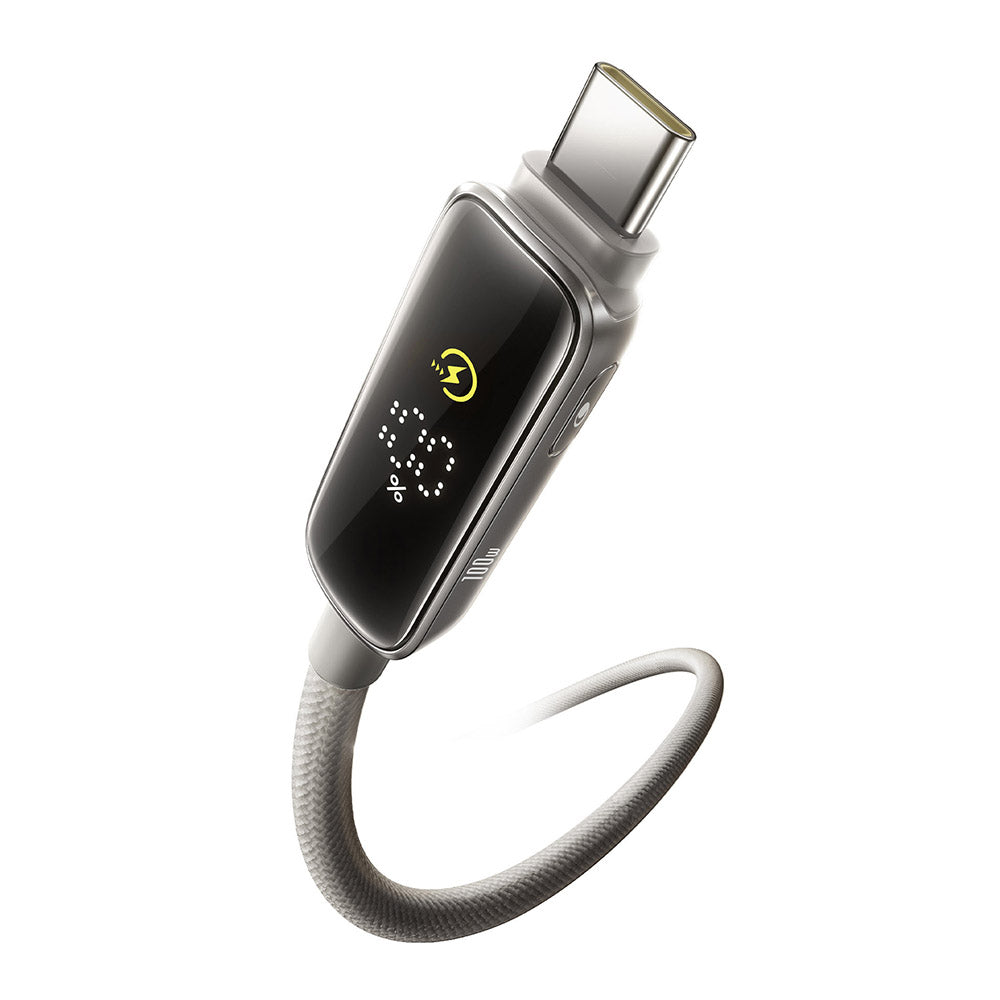 Kabel pro data a nabíjení USB-C - USB-C Baseus Vipow Display, 100W, 1m, šedý P10381802851-00