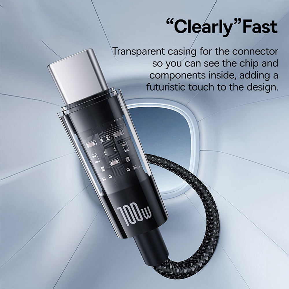 Datový a nabíjecí kabel USB-A - USB-C Baseus Gem, 100W, 2m, Černý P10373002111-01