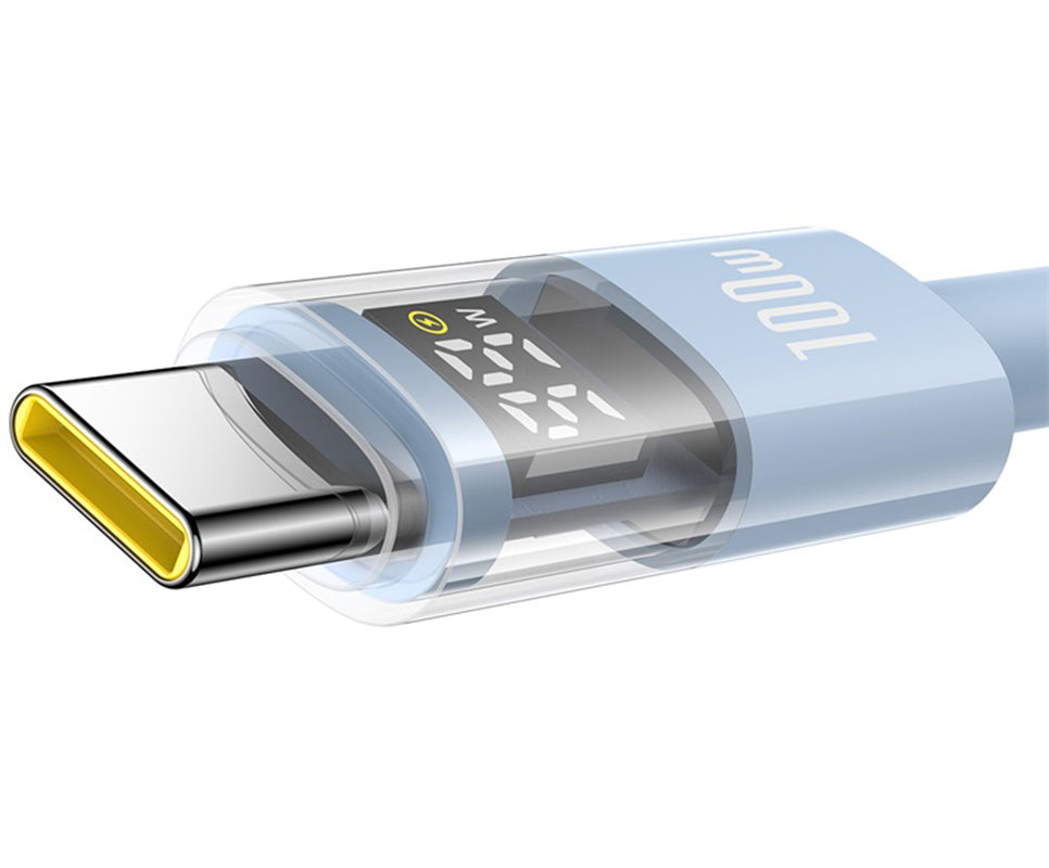 Kabel pro data a nabíjení USB-A - USB-C Baseus Display 2, 100W, 2m, Modrý P10382701311-01