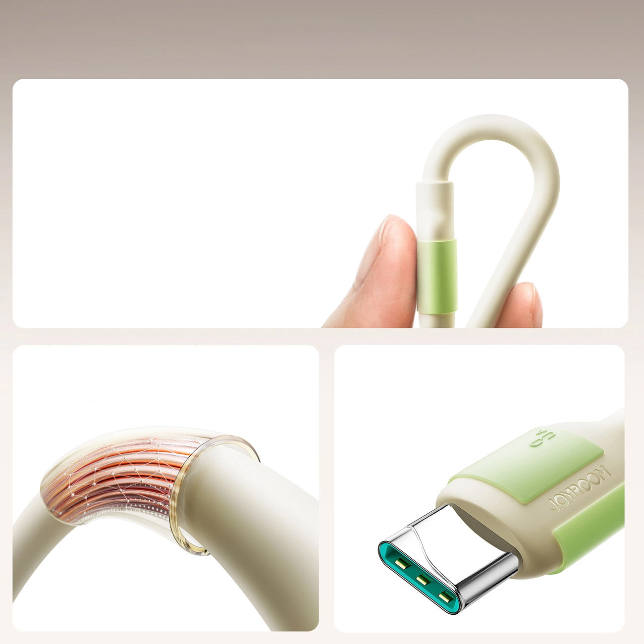 Datový a nabíjecí kabel USB-A - USB-C Joyroom S-A53, 30W, 2m, béžový