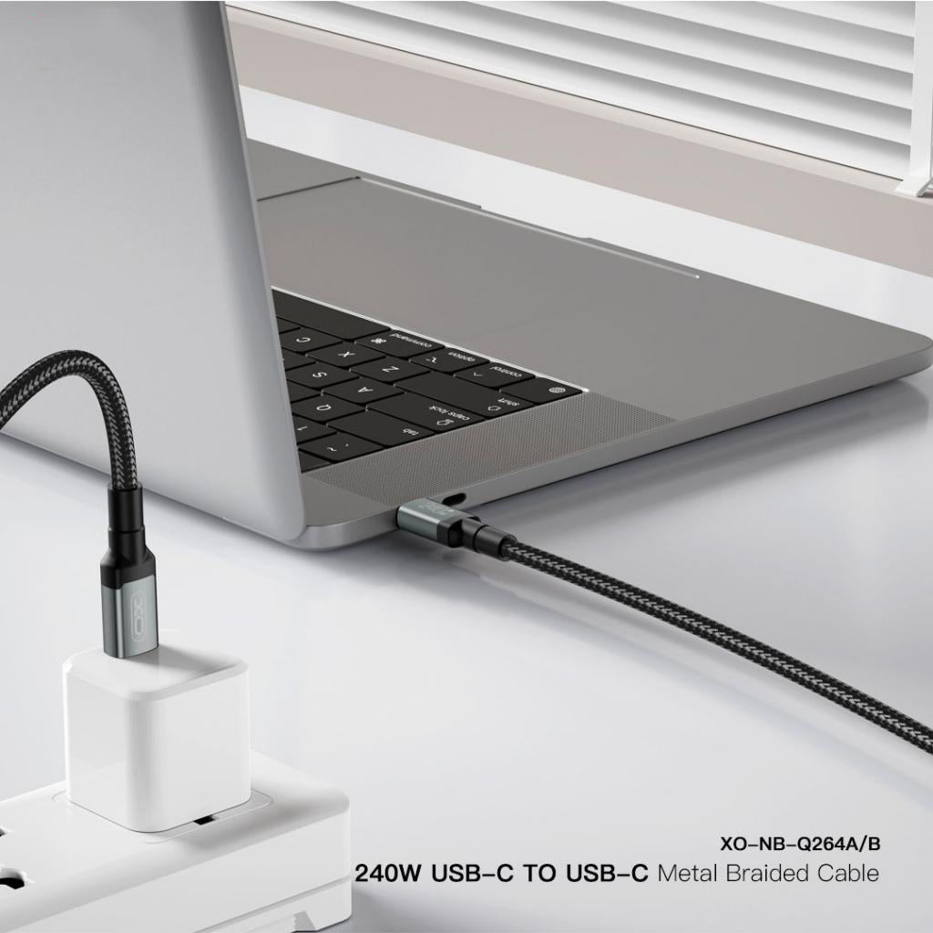 Datový a nabíjecí kabel USB-C - USB-C XO Design NB-Q264B, 240W, 2m, Černý