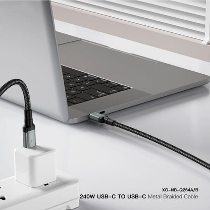 Datový a nabíjecí kabel USB-C - USB-C XO Design NB-Q264B, 240W, 2m, Černý