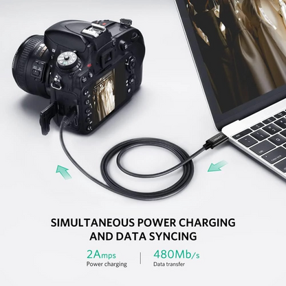 Datový a nabíjecí kabel USB-C - miniUSB UGREEN US242, 18W, 1m, černý