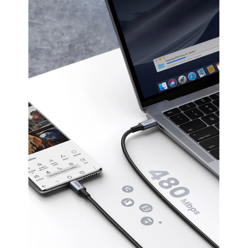 Datový a nabíjecí kabel USB-C - USB-C UGREEN US316, 100W, 0.5m, šedý